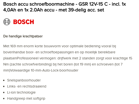 Bosch Accu schroefboormachine 