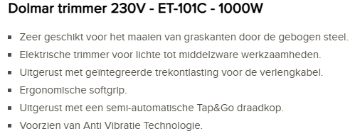 DOLMAR TRIMMER ET-101C 1000W - 2e exemplaar