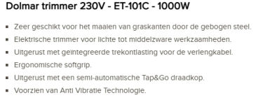 DOLMAR TRIMMER ET-101C 1000W - 2e exemplaar